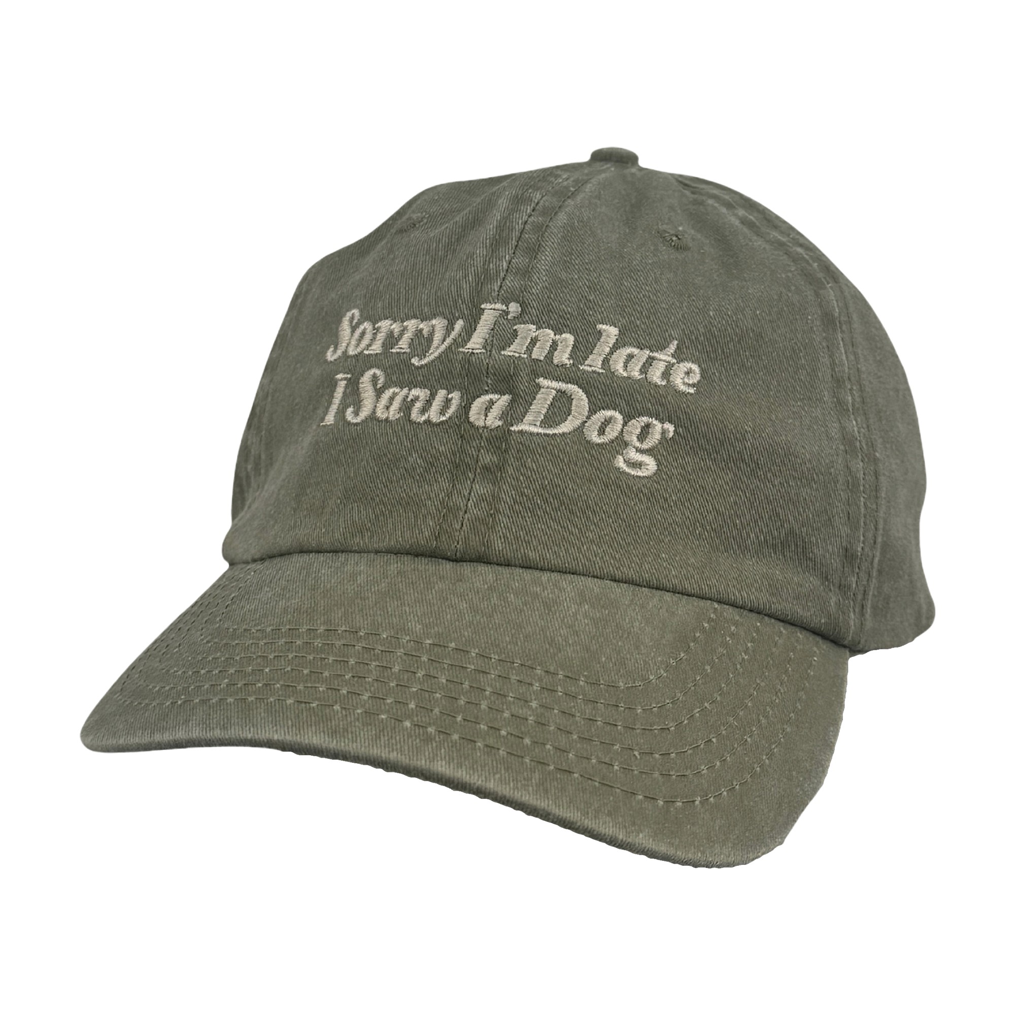 SORRY I'M LATE I SAW A DOG DAD HAT
