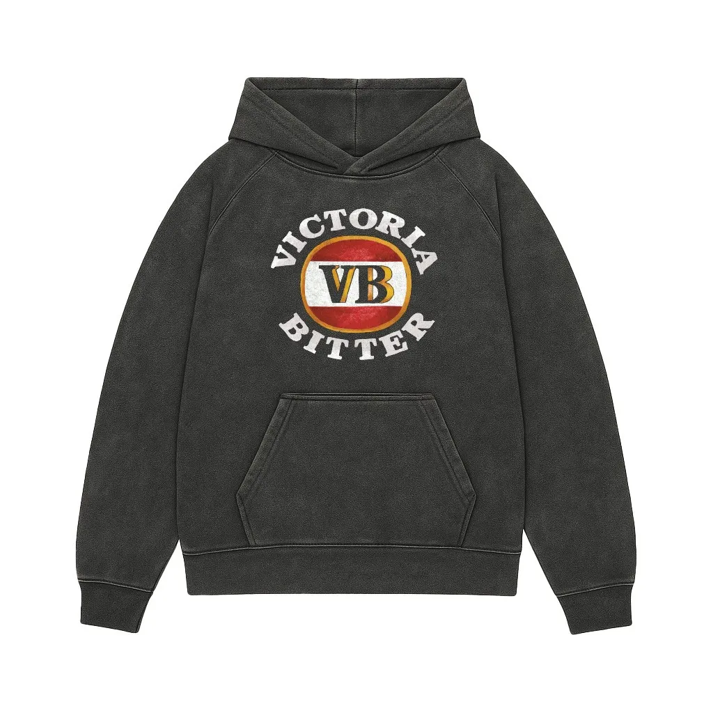 VICTORIA BITTER LOGO VINTAGE BLACK HOODIE
