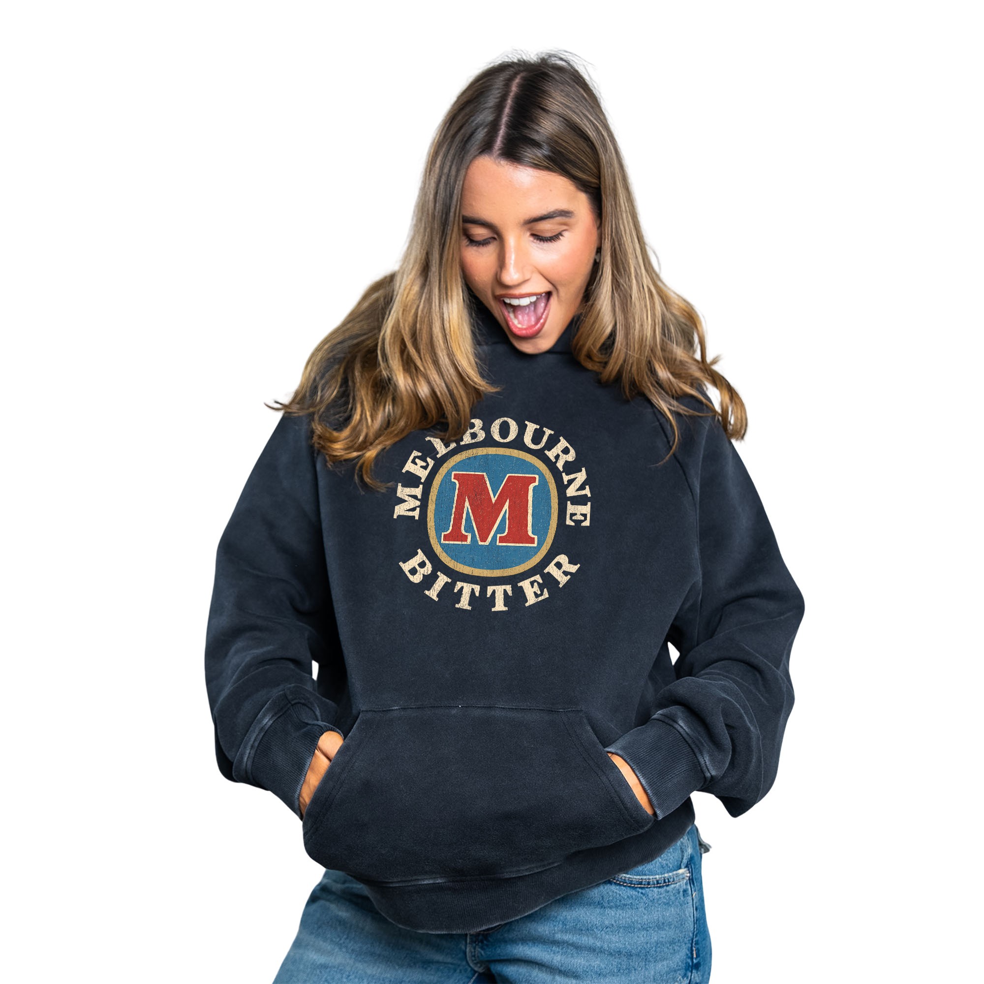 MELBOURNE BITTER LOGO VINTAGE BLACK HOODIE
