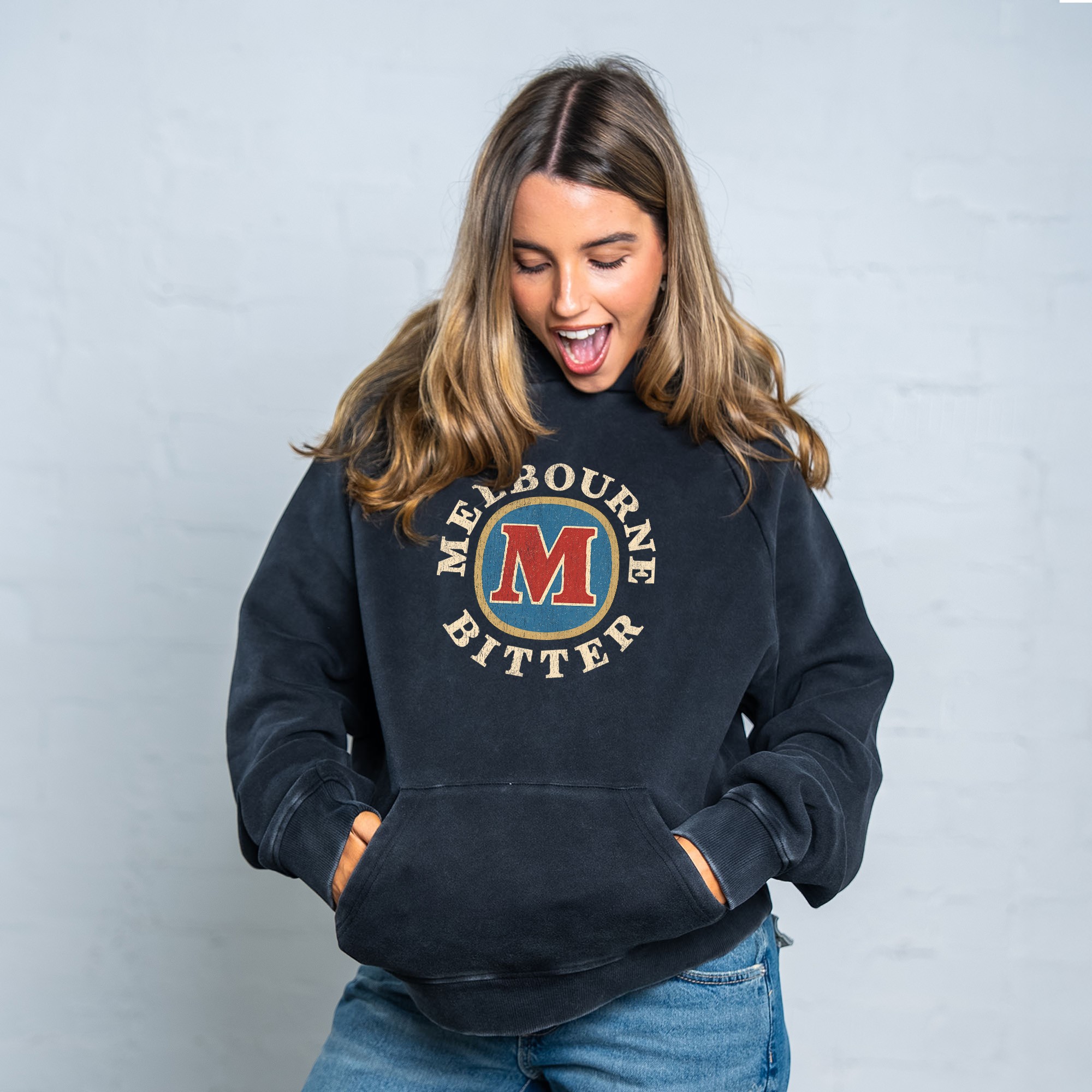 MELBOURNE BITTER LOGO VINTAGE BLACK HOODIE