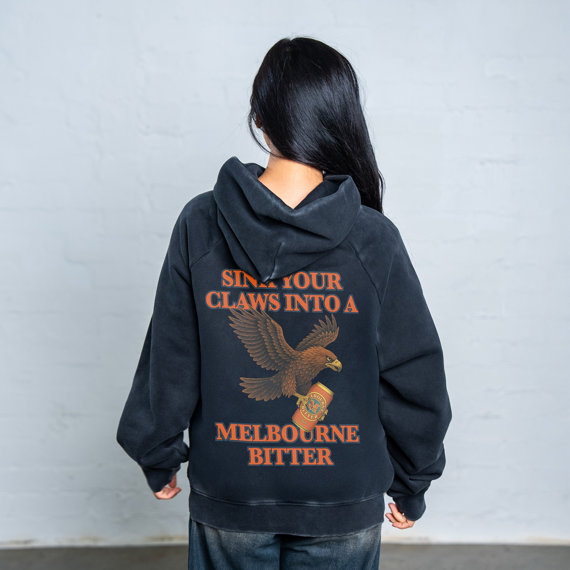 SINK YOUR CLAWS FRONT & BACK VINTAGE BLACK HOODIE
