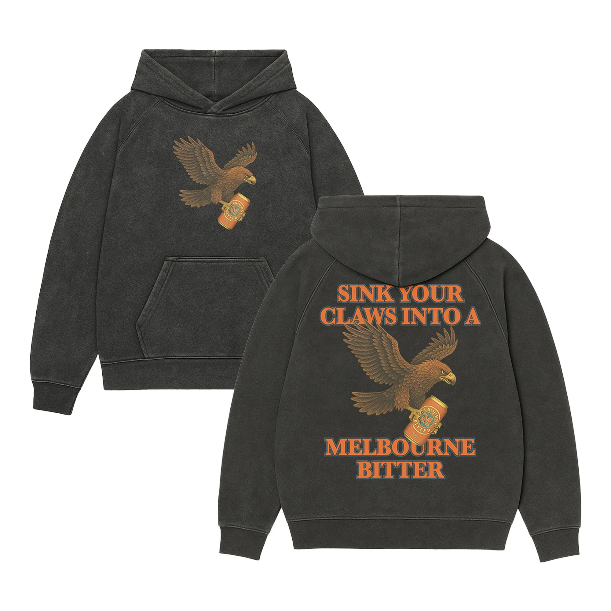 SINK YOUR CLAWS FRONT & BACK VINTAGE BLACK HOODIE