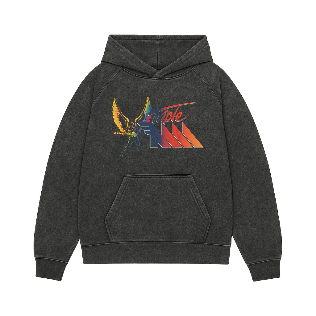 RETRO TRIPLE M LOGO VINTAGE BLACK HOODIE