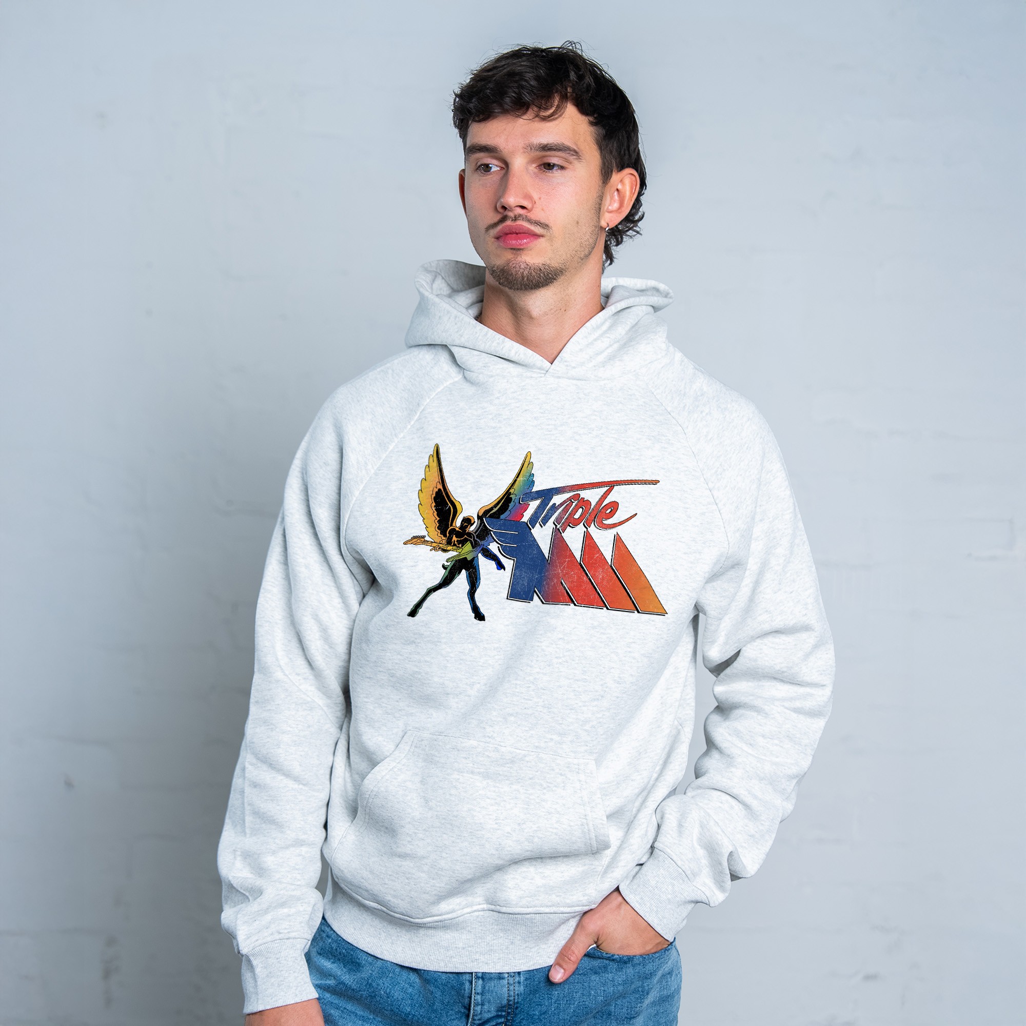 RETRO TRIPLE M LOGO WHITE MARLE HOODIE