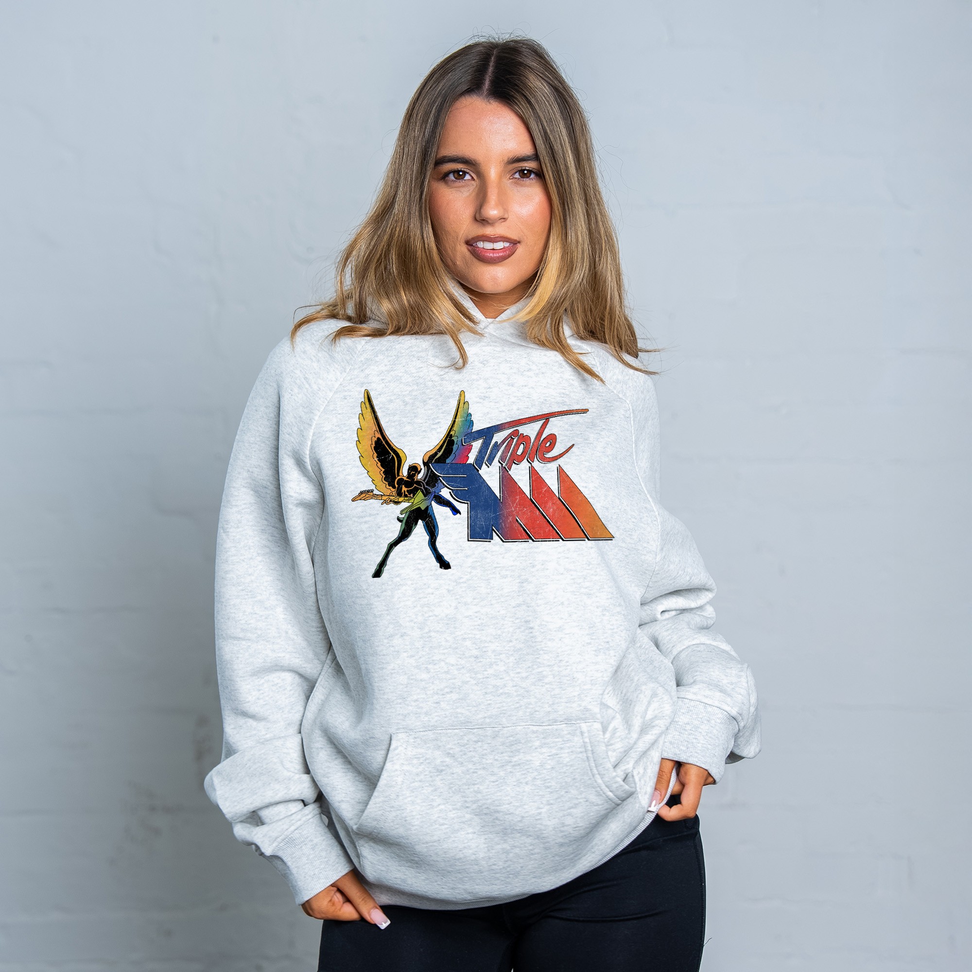RETRO TRIPLE M LOGO WHITE MARLE HOODIE