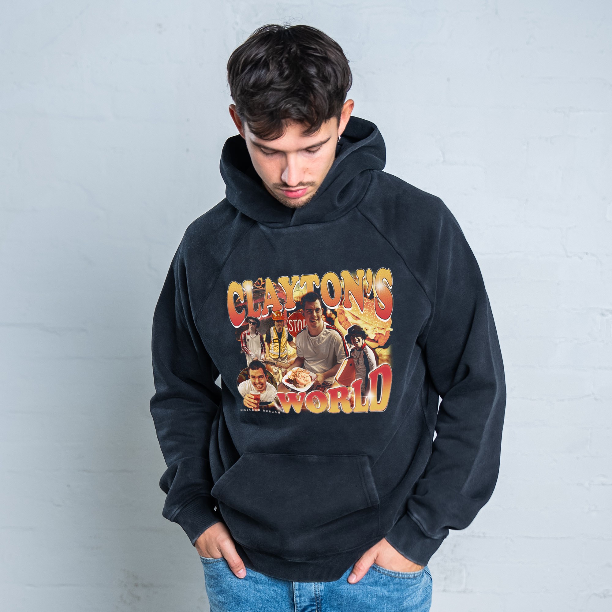 CLAYTON'S WORLD VINTAGE BLACK HOODIE