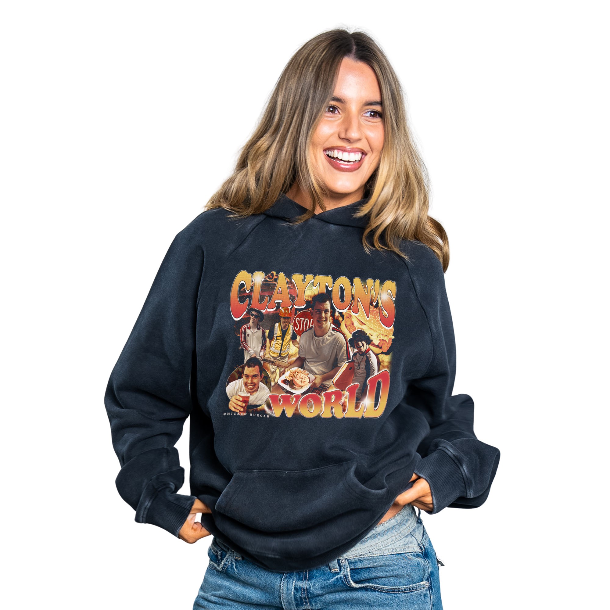 CLAYTON'S WORLD VINTAGE BLACK HOODIE