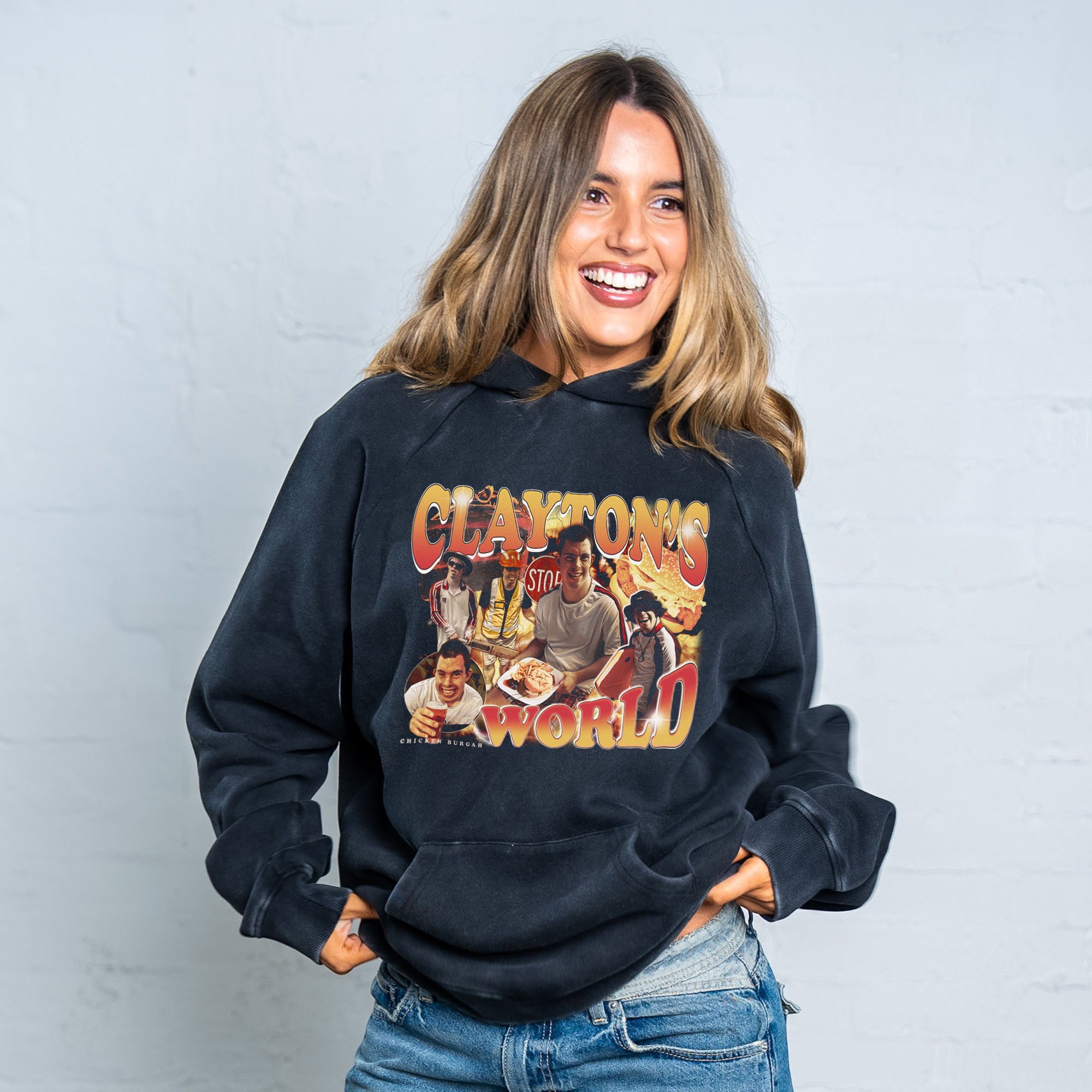 CLAYTON'S WORLD VINTAGE BLACK HOODIE