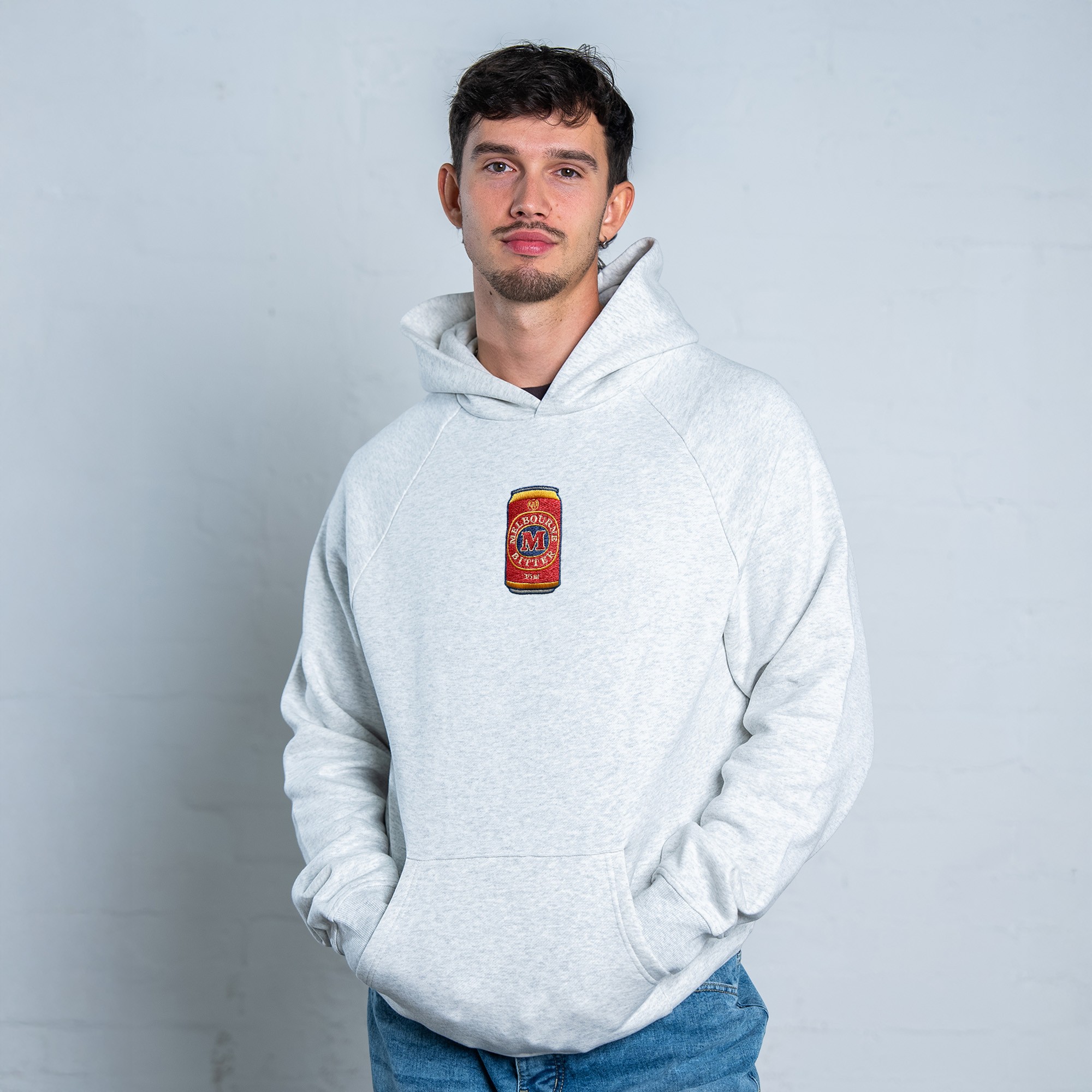 WHITE MARLE MELBOURNE BITTER CAN EMBROIDERED HOODIE