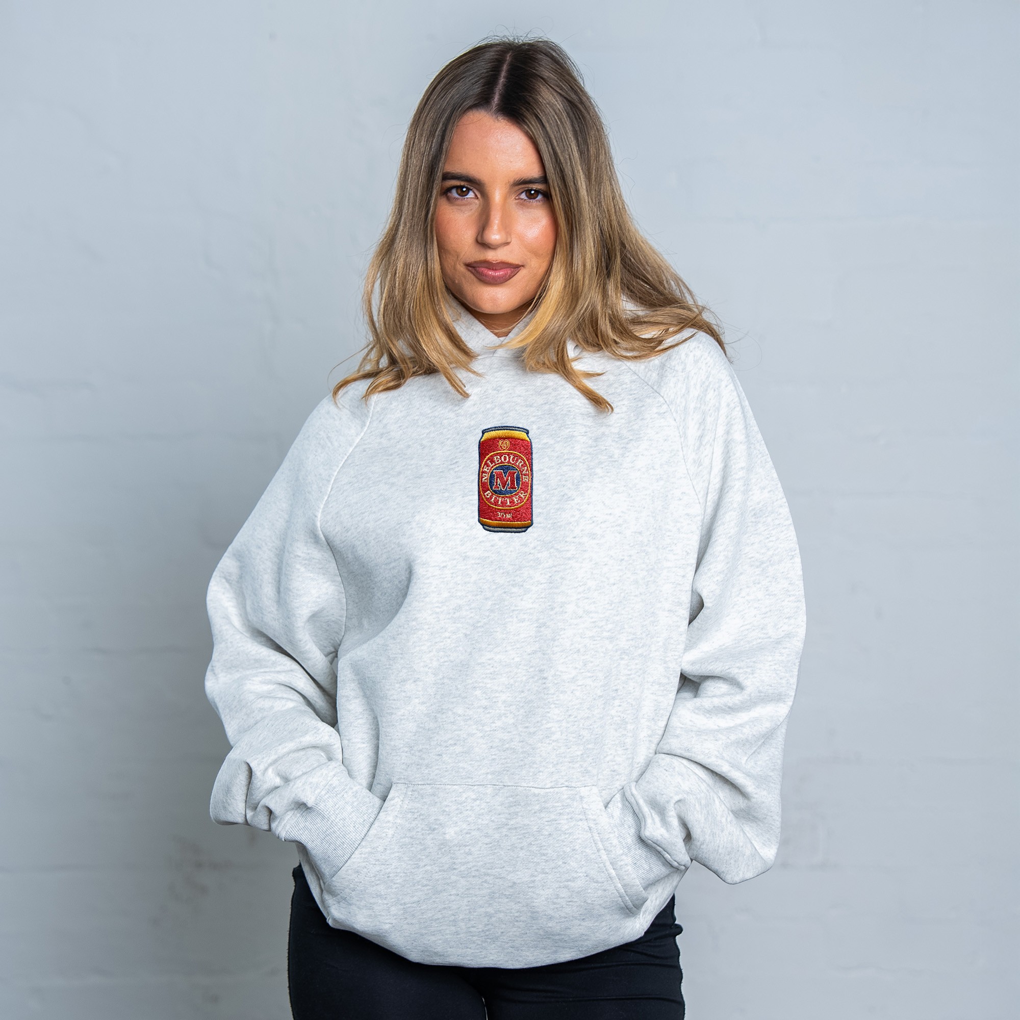 WHITE MARLE MELBOURNE BITTER CAN EMBROIDERED HOODIE