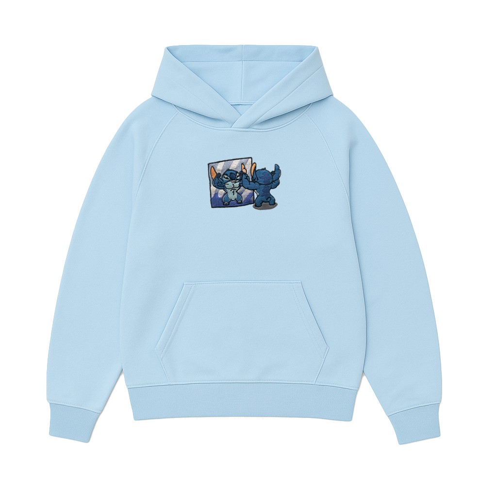 LIGHT BLUE STITCH EMBROIDERED HOODIE