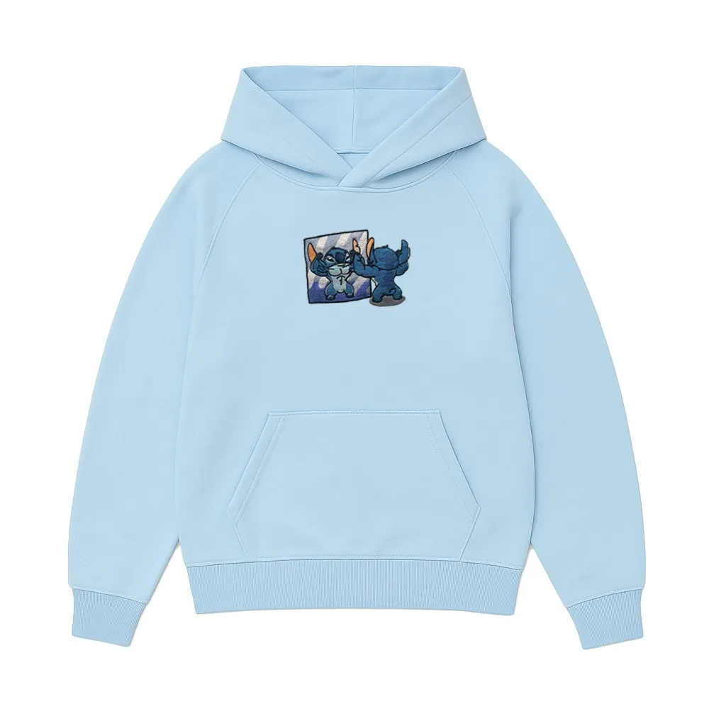 LIGHT BLUE STITCH EMBROIDERED HOODIE