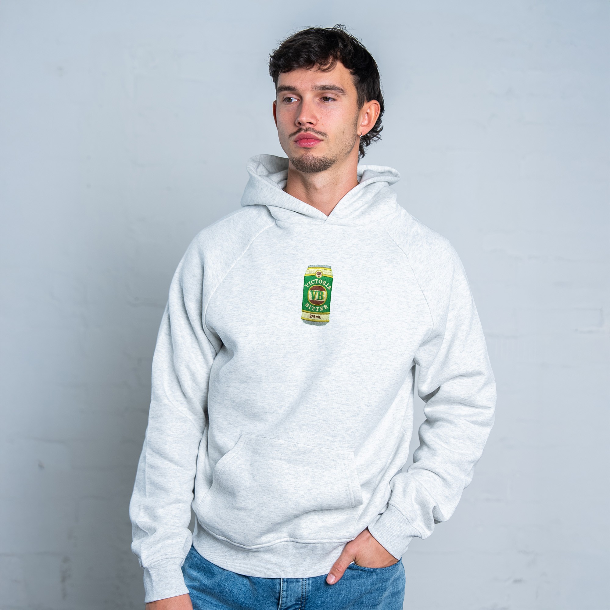 WHITE MARLE VB CAN EMBROIDERED HOODIE