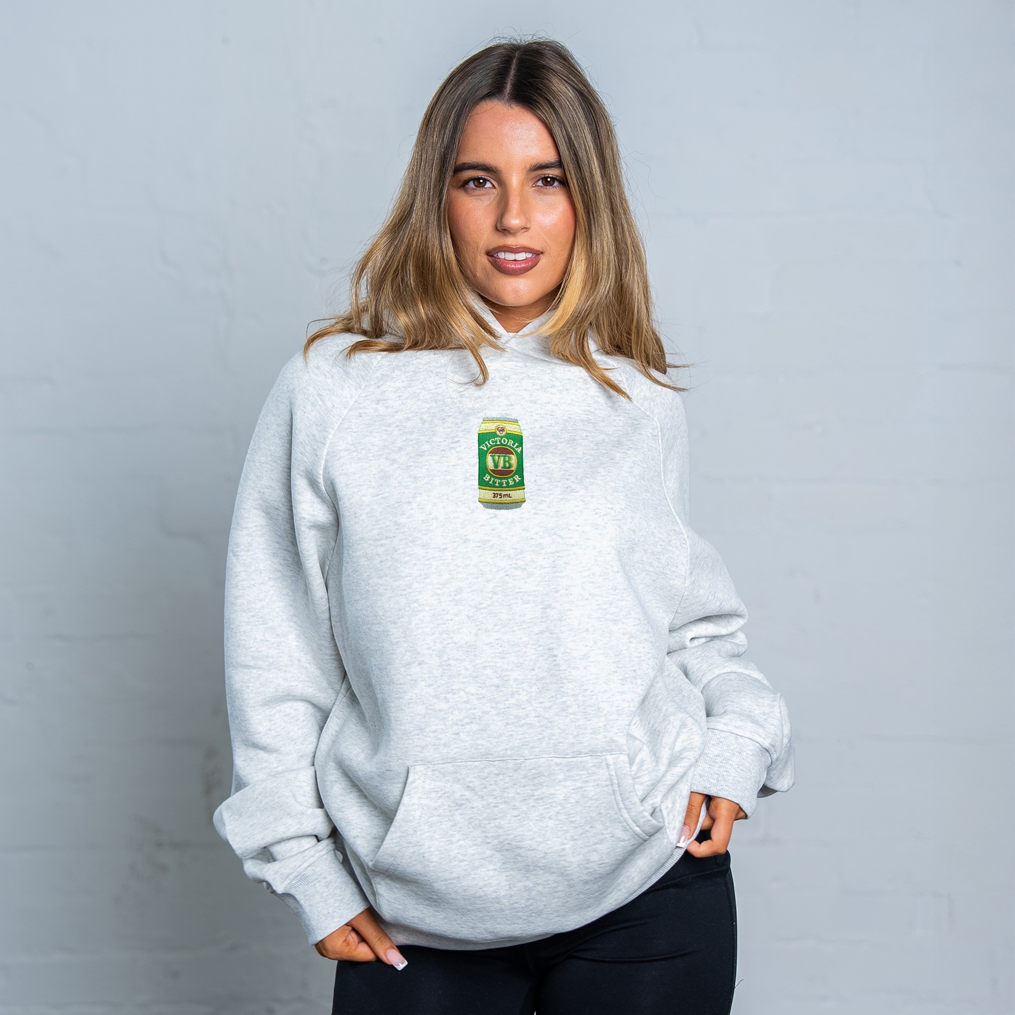 WHITE MARLE VB CAN EMBROIDERED HOODIE