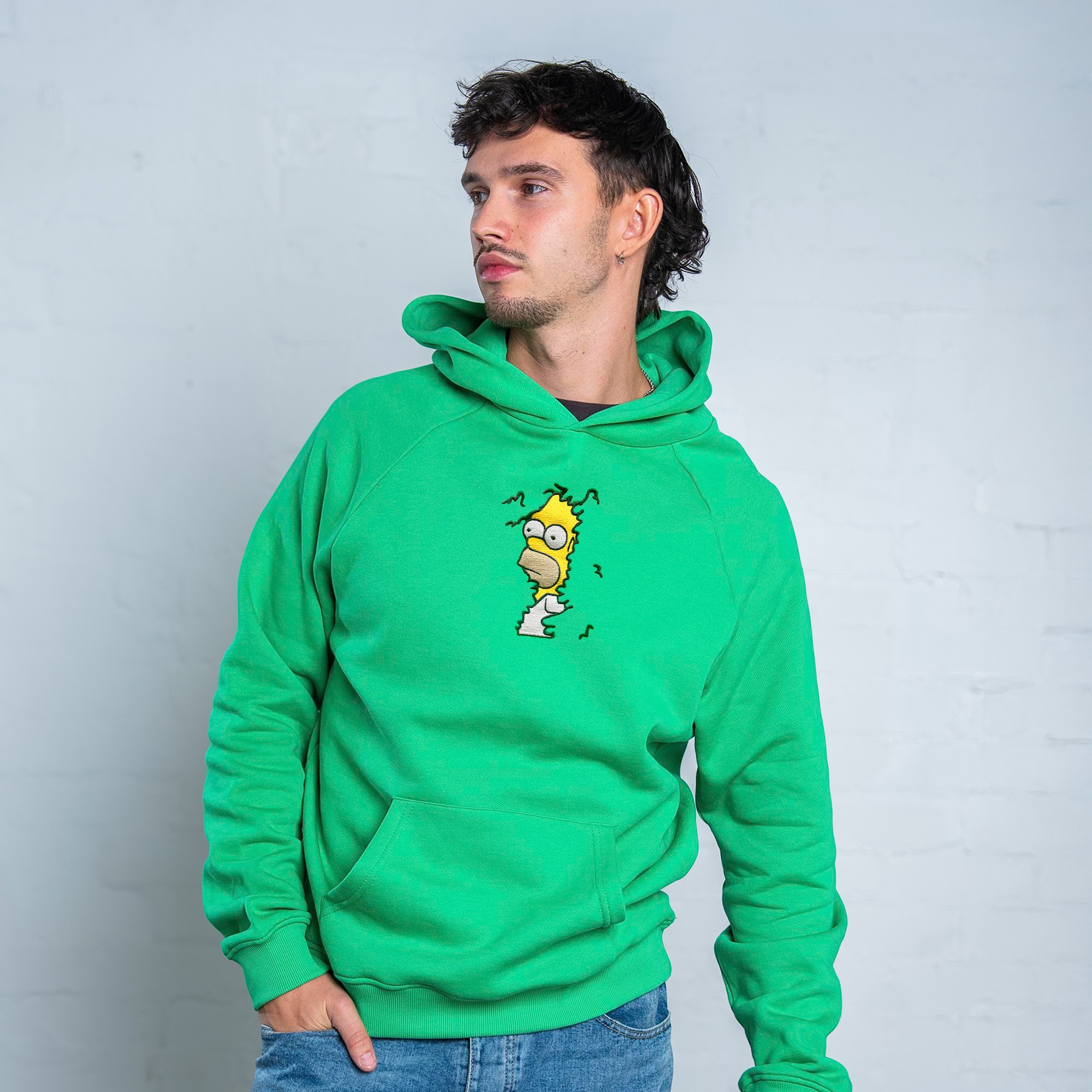 HEDGES EMBROIDERED GREEN HOODIE