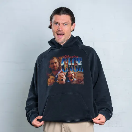 NIC CAGE VINTAGE BLACK HOODIE