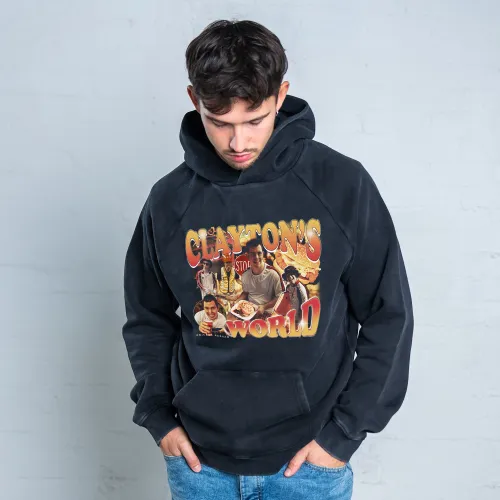 CLAYTON'S WORLD VINTAGE BLACK HOODIE