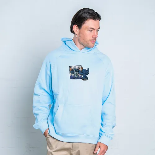 LIGHT BLUE STITCH EMBROIDERED HOODIE