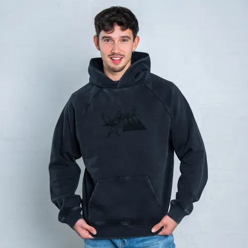 TRIPLE M BLACKOUT EDITION EMBROIDERED VINTAGE BLACK HOODIE